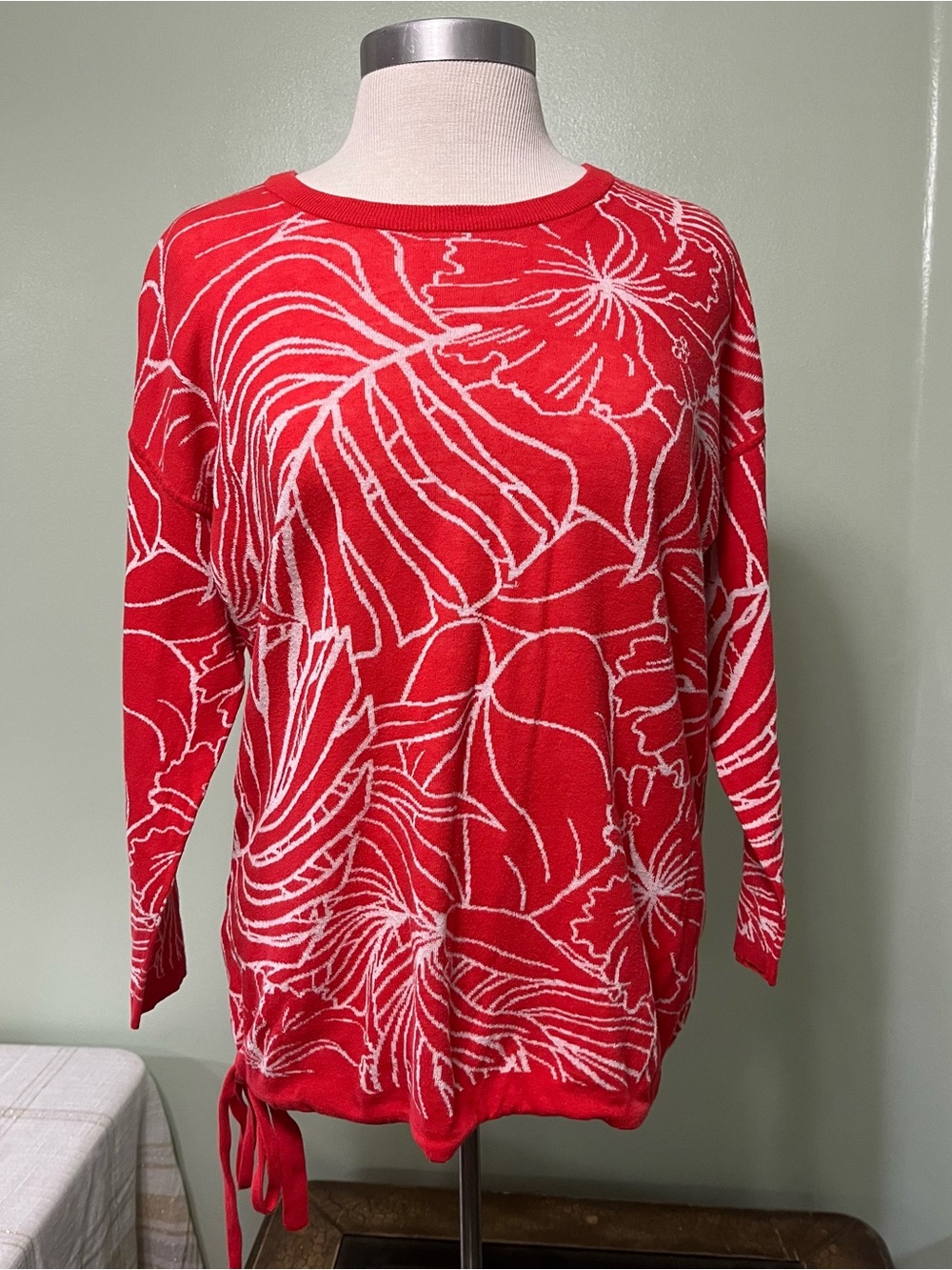 Tommy Bahama Island Bloom Jacquard Women's Cotton Sweater Size M - Picture 2 of 10